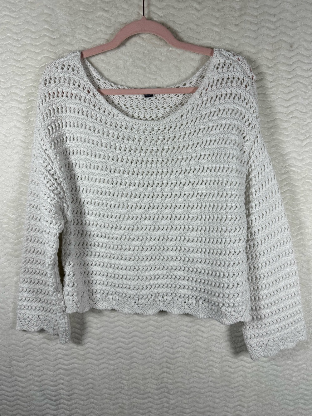 American Eagle Outfitters Beautiful White Crochet Scoop Neck Sweater